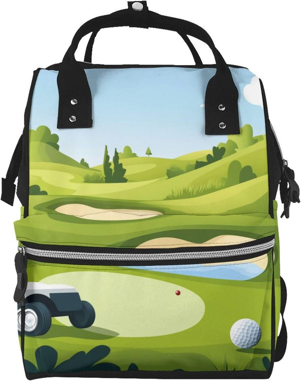 ZSUUGJ Golf Printed Diaper Bag Backpack Baby Bag Multi Function Baby Changing Bags