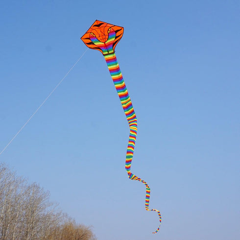 Besra Large Cobra Snake Kite, 52ft Colorful Rattlesnake Kite with Long Tails for Outdoor Fun