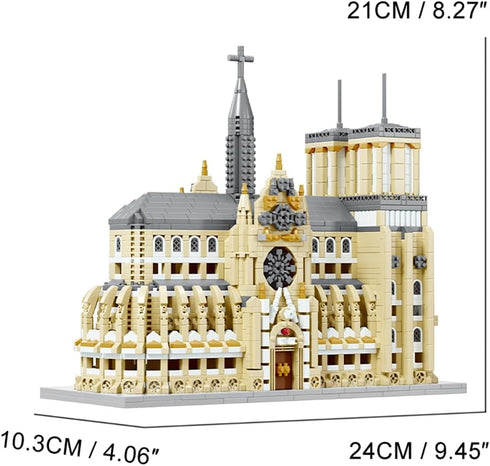 TzFioy Set (2908 Notre Dame de Paris Micro Brick Building Pieces) Landmark Model Educational Toy Gift for Kids