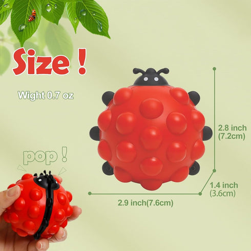 2 3D Anboor Pop Fidget Toy, PCS Ladybug Squishies Sensory Bubble Popper Toys Push Squeeze Balls Stress Relief Early