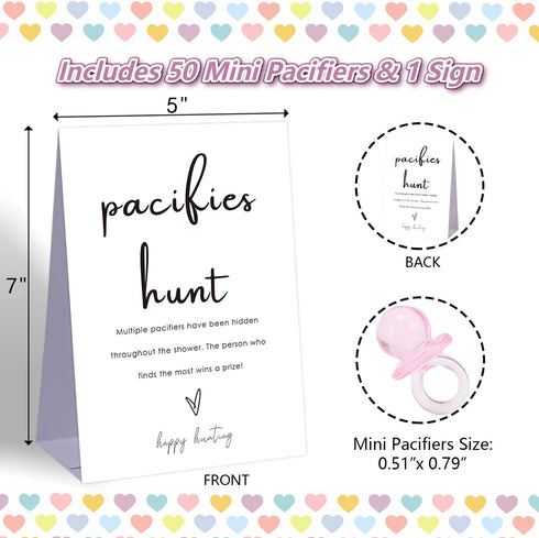 Zhminz Decoration,1 50 Pacifiers-PH1 Pacifier Hunt Baby Shower Games,Rustic Baby Shower Games Gender Neutral,pacifiers