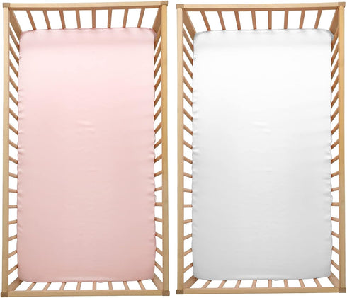 2 52 28 8In) SiinvdaBZX Pcs Satin Crib Sheets for Girls, Silky Soft Crib Fitted Sheets for Standard Crib and Toddler