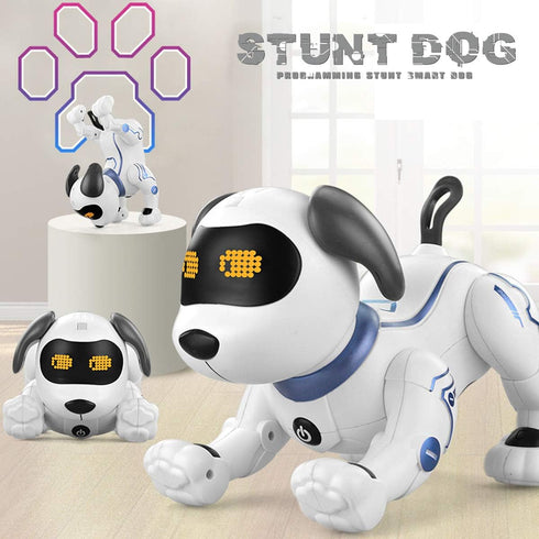 Programmable 6, 7, 8, 9, 10 Fisca Remote Control Dog, RC Robotic Stunt Puppy Voice Control Toys Handstand Push-up