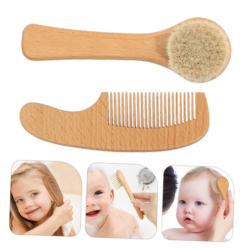 Set Boy Girl Bath Soft Bristle Brush Comb Scalp Brush Laundry Newborn Grooming Kit for Gentle Hair Skin Care