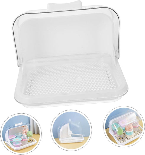 Countertop Toyvian Bottle Drying Box with Transparent Cover Milk Bottle Drainer and Storage Container for Tools