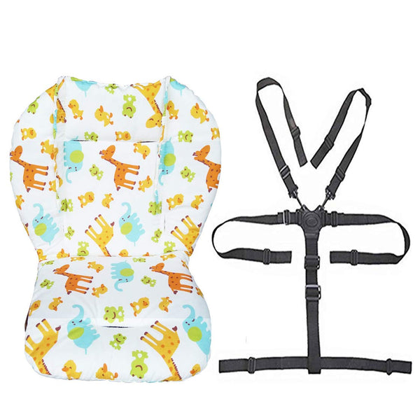 Twoworld Baby High Chair Seat Cushion Liner Mat Pad Cover with High Chair Straps (5 Point Harness)