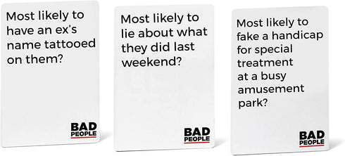 BAD PEOPLE Party Game - White Expansion with 100 New Question Cards for Hilarious Adult Game Nights