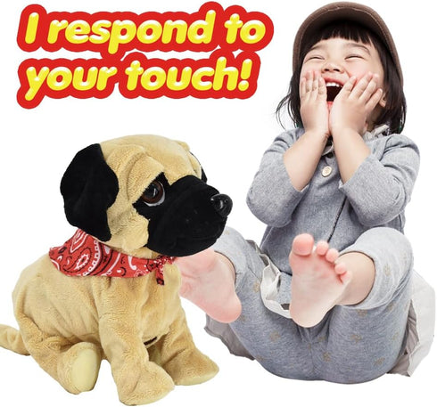 8 18+ WEofferwhatYOUwant Pug Daddy - Interactive Plush Robot Dog Toy for Toddlers - Touch & Sound Activated, Realistic