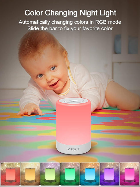 Baby Night Light, Portable Nursery Night Lamp for Kids Bedroom, Warm & Soft Bedside Lamp, Touch Control, Rechargeable,