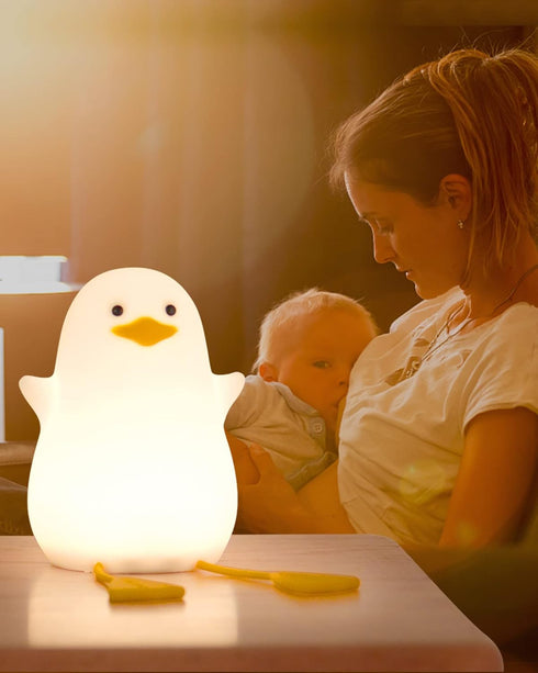 Attivolife Duck Night Light for Kids, Cute Silicone Lamp with Touch Control, Dimmable, USB Rechargeable LED Decor