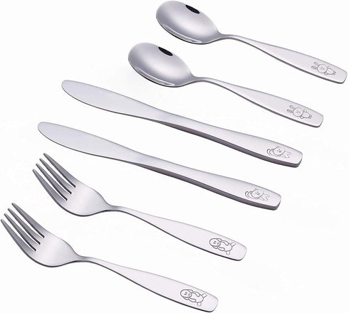 ANNOVA Children's Flatware Set, 6 Pieces Stainless Steel Cutlery/Silverware, 2 x Safe Forks, 2 x Dinner Knife, 2 x