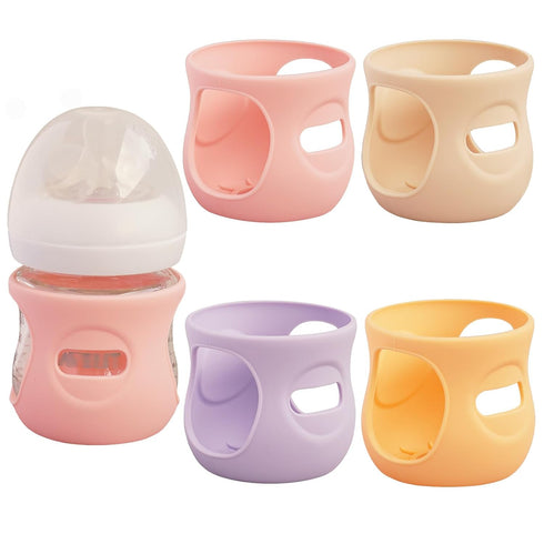 Kingwi 4 Pack Silicone Sleeves for Avent Natural Glass Baby Bottles, Anti Breakage