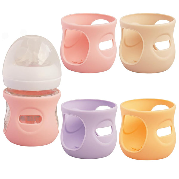 Kingwi 4 Pack Silicone Sleeves for Avent Natural Glass Baby Bottles, Anti Breakage