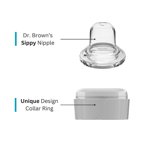 Dr. Brown's Replacement Baby Bottle Nipple Ring Collars for Narrow Bottles 4oz & 8oz, Pack of 6, BPA Free