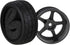 Mxfans 5 Spoke Grey Aluminium Alloy Wheel Rims & Black Square Pattern Rubber Tyres for RC 1:10 On Road Racing Car Set