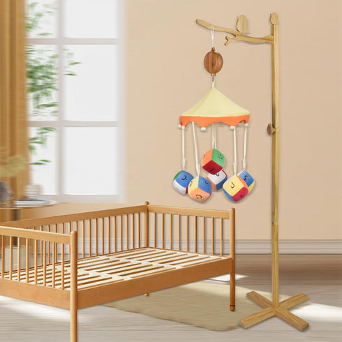 Floor Standing Wooden Baby Crib Mobile Arm Natural Wooden Mobile Stand for Crib,Wood Crib Arm with Bird Design