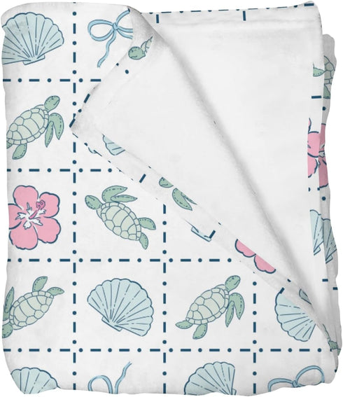 Selgkds Boho Sea Turtles Seashells Bows Baby Blankets for Girl Boy Infant Newborn