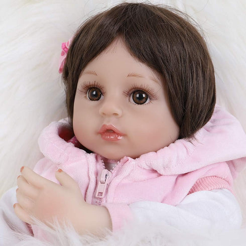 16 inch Set ENADOLL Lifelike Reborn Baby Dolls - Realistic Baby Doll Newborn Girl Doll with Feeding Accessories Gift
