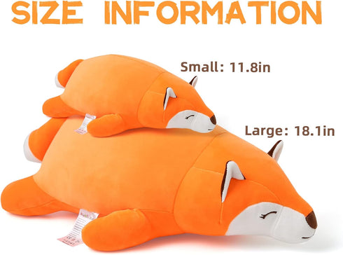 Niuniu Daddy Fox Stuffed Animals, Cute Big Lying Fox Plush Toy, 18.1in Kawaii Soft Plushies for Christmas/Birthday Gifts
