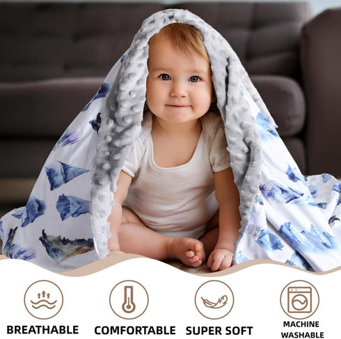 FIGEPO 30 40 Inch 1) New Born Baby Boy Blanket Double Layer Fuzzy Nursery Toddler Blankets Soft Minky Daycare Baby Boys
