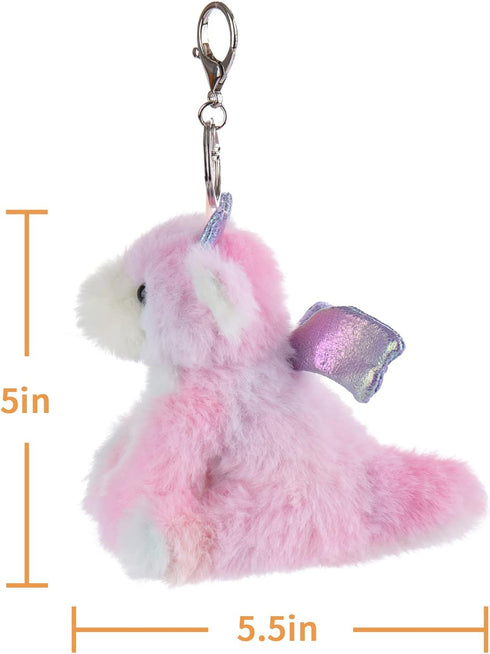Apricot Lamb Cute Plush Dragon Dinosaur Stuffed Animal Keychain for Kids Bag, Purse, Backpack, Handbag (5 Inches)