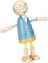 6-Piece Set Small Foot Wooden Bending Doll Family - Poseable Dollhouse Figures - Flexible Wooden Dolls with Bendable