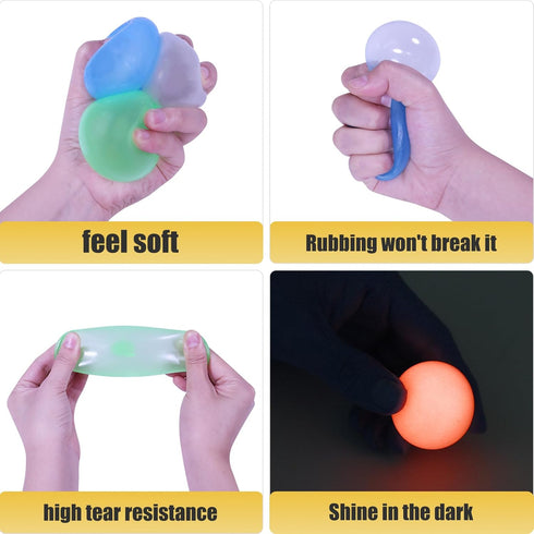 FauKait 6pcs-2.4in Dream Balls,Glow in The Dark Sticky Balls That Stick to The Ceiling,Stress Balls for Kids