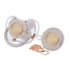 Personalized Name Anniversary All Bling Pacifier and Clip Set Rosa Gold Plated