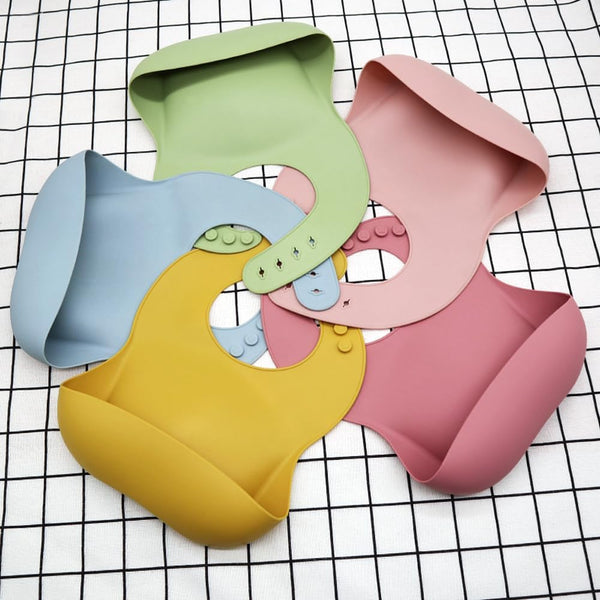 2 Pack Waterproof Silicone Baby Bibs for Babies & Toddlers (10-72 Months), Soft and Unisex