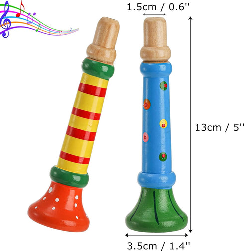 10 Lyellfe Pieces Small Wooden Trumpet, Piccolo Flute Music Sound Instrument, Colorful Rhythm Musical Flute for Class