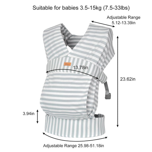 CUBY Newborn Baby Wraps Carrier, Easy to Wear Front Newborn Carriers, Adjust and Soft Cotton Baby Front Wraps Carrier