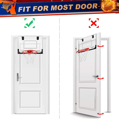 Mini Indoor Basketball Hoop for Door, Over Door Hoop with Large 9 Inch Dunk Rim and 4 Mini Basketballs