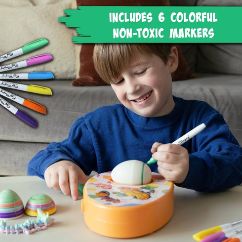 Set 6 2 3D 3 The Eggmazing Egg Decorator Dragon Egg Kit Arts and Crafts - Includes Egg Decorating Spinner, Markers