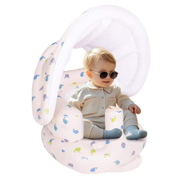 AirSwim Inflatable Baby Seat with Detachable Canopy and Built-in Pump, Inflatable Baby