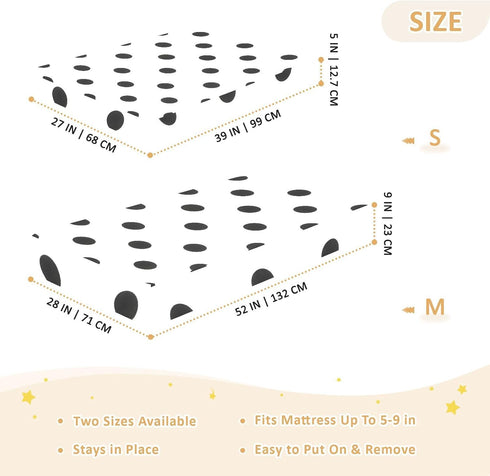 CZXW 52" 28" Polka Dots Black White Crib Sheets Fitted x Natural Cotton Soft & Breathable for Baby Crib Mattress