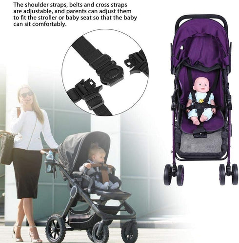 Universal Replacement Safety Security Belts for Stroller, Pushchair, High Chair, Adjustable 5 Point Harness Belt