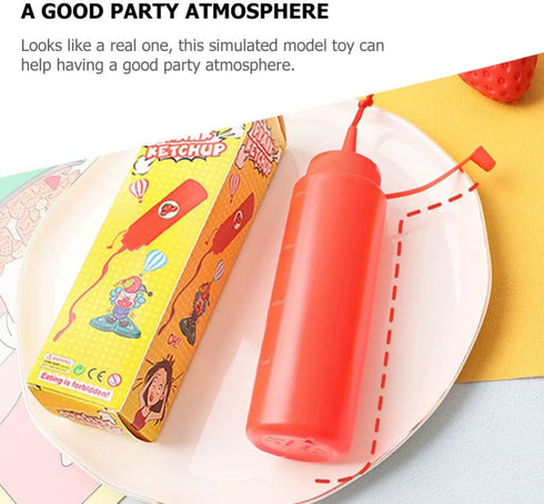 2Pcs STOBOK Fake Mustard and Ketchup Bottle Funny Fake Salad Dressing Bottle Prank Toys Phoney Condiment for Adults