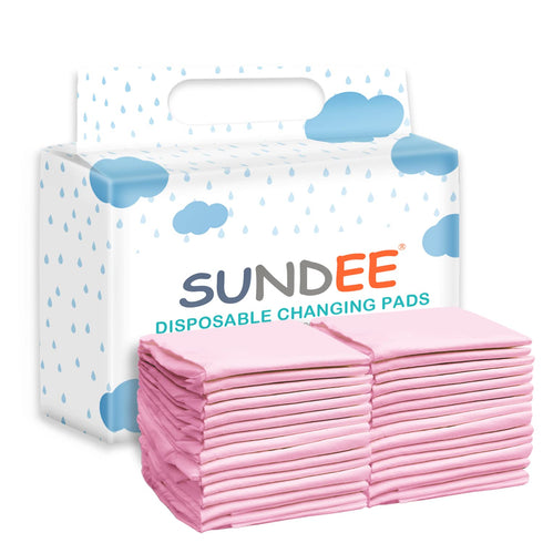 sundee Baby Disposable Changing Pad, 25 Pack Soft Non-Woven Fabric Breathable Waterproof Underpads,