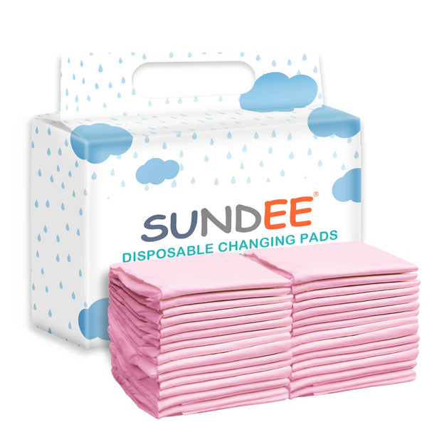 sundee Baby Disposable Changing Pad, 25 Pack Soft Non-Woven Fabric Breathable Waterproof Underpads,