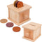 Adena Montessori Coin Box -Natural Wood Double-Sided Object Permanence Box Toy for