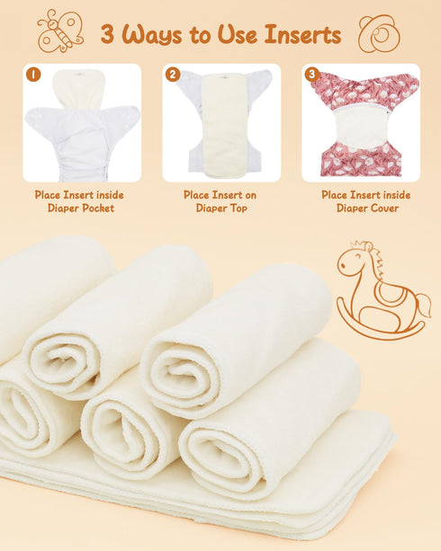 12pcs Kid,4 babygoal Large Cloth Diaper Inserts for Little Layers Rayon from Bamboo Inserts for babygoal Large Cloth