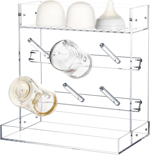 Heyrelda Baby Bottle Drying Rack Space Saving Acrylic Vertical Bottle Dryer Rack with