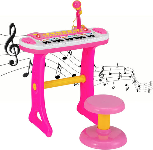 31-Key HONEY JOY Kids Piano Keyboard, Electronic Piano Educational Musical Instrument Toy with Microphone, Sounds