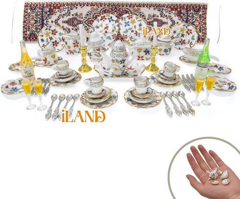 Set, Set Sets 1/12 iLAND Dollhouse Accessories and Furniture Tableware Dollhouse Dishes Mini Tea Cups Miniature Tea