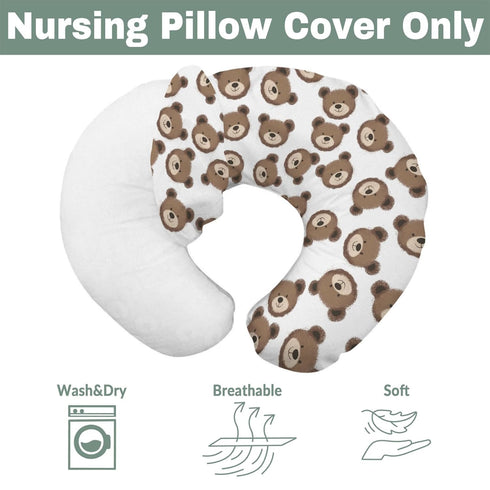 Neutral Boho Bears Baby Nursing Pillow Covers for Boy Girl Cute Brown Bear Nursing Pillow Slipcovers for Breastfeeding