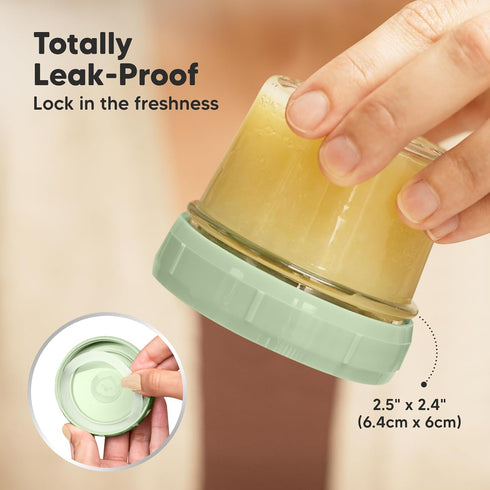KeaBabies 6pk 4oz Glass Baby Food Containers - Leak-Proof, Microwavable Small Baby Glass Jars with Lids, Baby Food Storage Containers, Baby Snack Containers, BPA-Free Baby Food Jars (Sage)