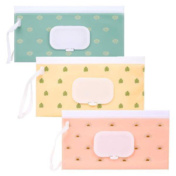fernfern Baby Wipe Dispenser, 3-Pack Portable Refillable Wipe Holder, Reusable Travel Wet Wipe