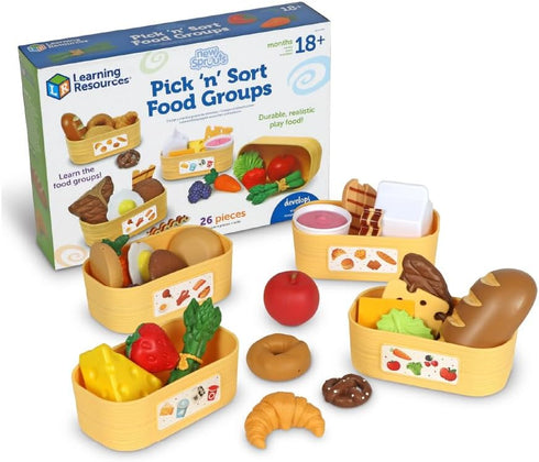 Learning Resources New Sprouts Pick and Sort Food Groups - 26 Piece Montessori Educational Toy for Kids 18+ Months