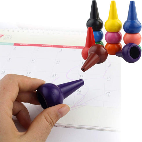 Wobe 12 Finger Crayons for Toddlers, Palm-Grip Colors Paint Crayons Sticks Stackable Toys for Kids Toddlers Child Boys