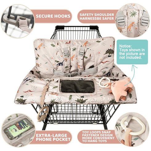 2 1 Shopping Cart Cover for Baby in High Chair Covers for Restaurant Comfortable Grocery Cart Seat Covers for Infant